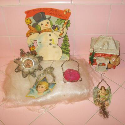 MS Antique Christmas Decorations Ornaments Santa Snowman Angels Chinese Lantern Angel Hair