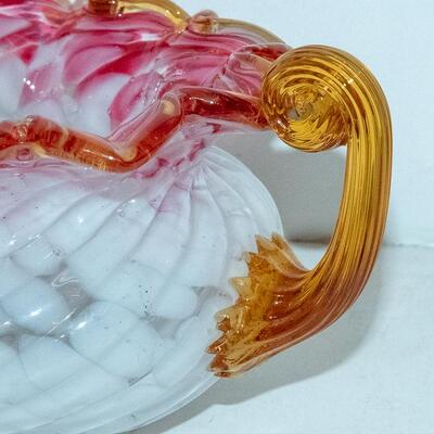 ART GLASS HANDLED BOWL