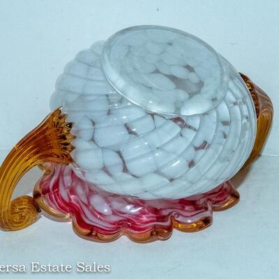 ART GLASS HANDLED BOWL