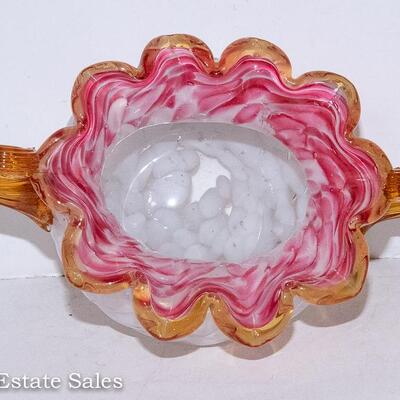 ART GLASS HANDLED BOWL