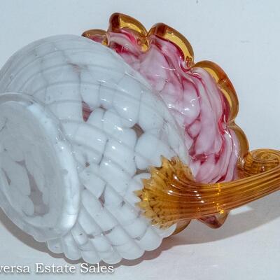 ART GLASS HANDLED BOWL