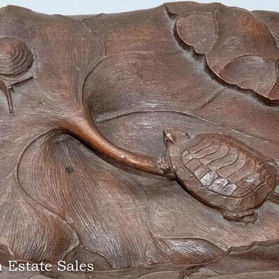 OUTSTANDING ART NOUVEAU BOX FEATURING CARVED TURTLE AND SNAIL
