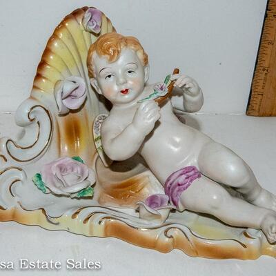 PAIR - CERAMIC CHERUB WALL SCONCES