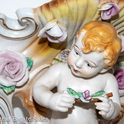 PAIR - CERAMIC CHERUB WALL SCONCES