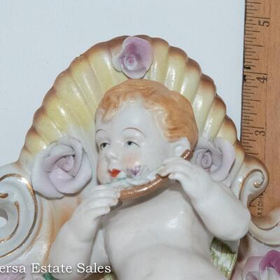 PAIR - CERAMIC CHERUB WALL SCONCES
