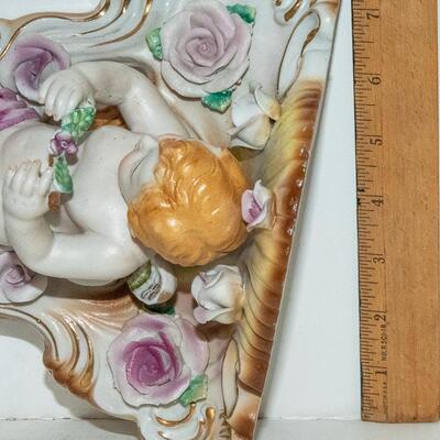 PAIR - CERAMIC CHERUB WALL SCONCES