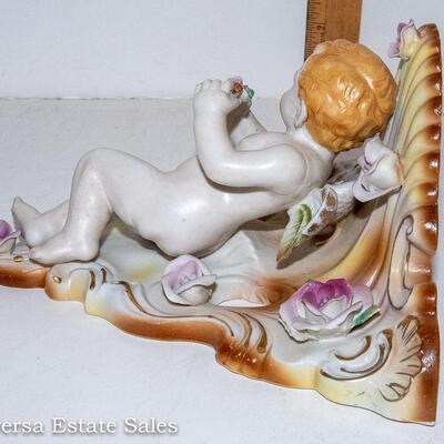 PAIR - CERAMIC CHERUB WALL SCONCES