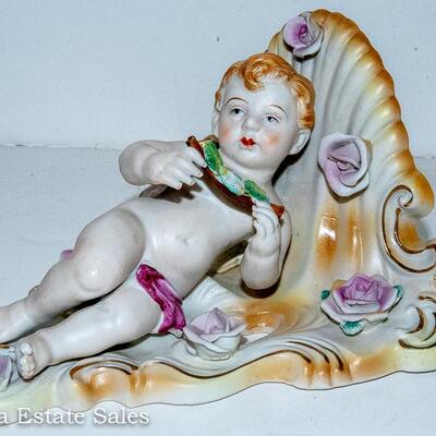 PAIR - CERAMIC CHERUB WALL SCONCES