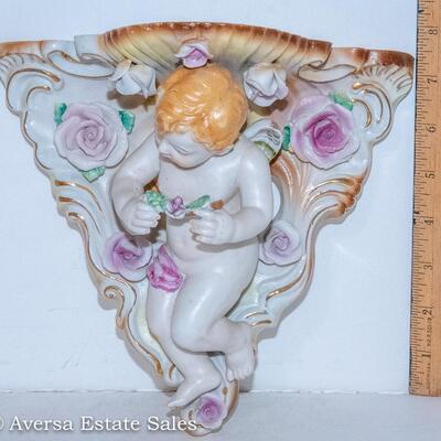 PAIR - CERAMIC CHERUB WALL SCONCES
