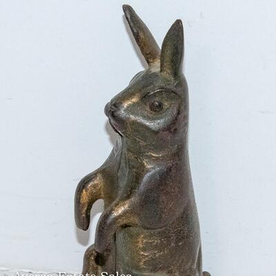 CAST METAL RABBIT COIN BANK
