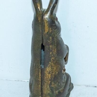 CAST METAL RABBIT COIN BANK