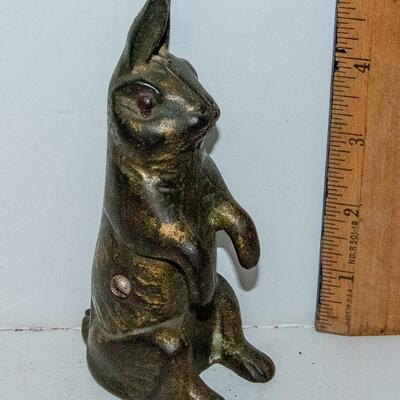 CAST METAL RABBIT COIN BANK
