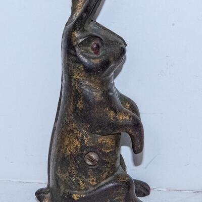 CAST METAL RABBIT COIN BANK