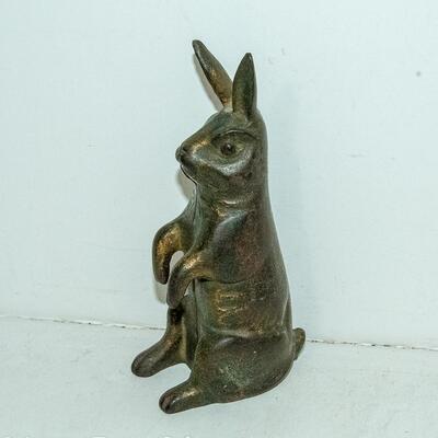 CAST METAL RABBIT COIN BANK