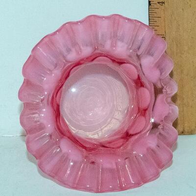 OPALESCENT PINK COIN DOT GLASS TOP HAT