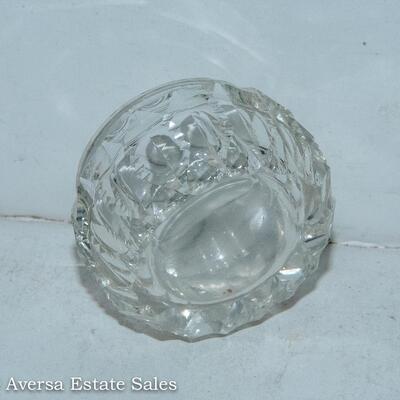 CUT GLASS JAR - FEATURING A GUILLOCHE ENAMELED STERLING SILVER LID