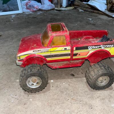 Vintage red metal truck