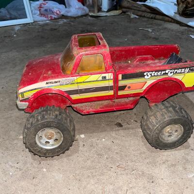 Vintage red metal truck