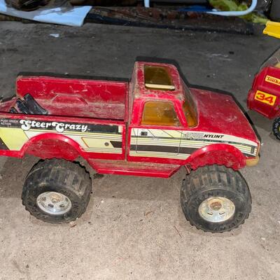 Vintage red metal truck