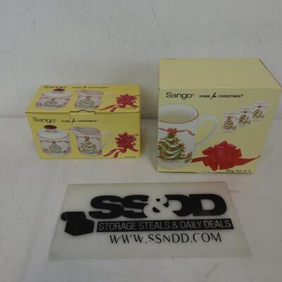 Sango 4 Mug and Sugar and Creamer 3 Piece Set