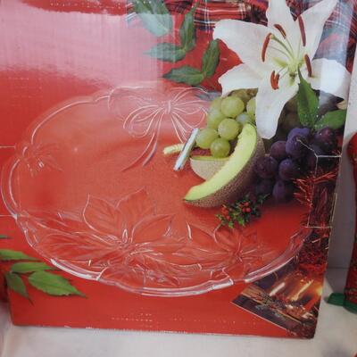 Crystal Platter, Candle Holders, Gift Bags, Branches, Faux Apples Branches