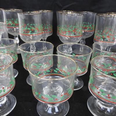 20 Christmas Wine Glasses Gold Rims