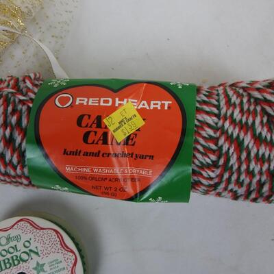 Christmas Craft Lot: Skein of Yarn, Craft Materials, Wired Garland, Ribbon