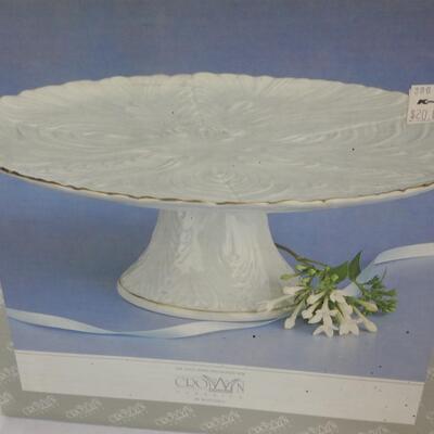 Crown Cake Stand, In Box, Gold Rim, Hand Decorated