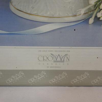 Crown Cake Stand, In Box, Gold Rim, Hand Decorated