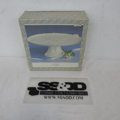 Crown Cake Stand, In Box, Gold Rim, Hand Decorated