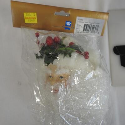 5 Santa Head Decorations, 4 Sealed and New