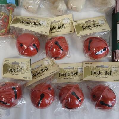 Christmas Craft Supplies, Jingle Bells, Matte Wired Ribbon, Bears - New