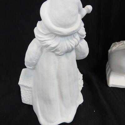 3 Ceramic Unpainted Santa Figures, 13" Tall and Two 9" Tall Figurines
