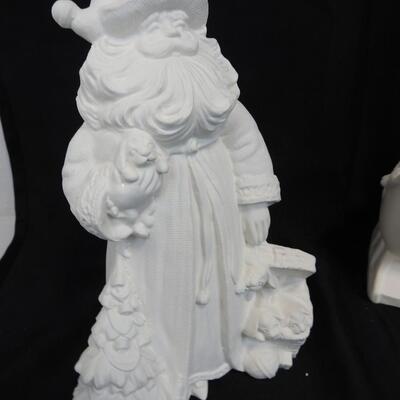 3 Ceramic Unpainted Santa Figures, 13" Tall and Two 9" Tall Figurines