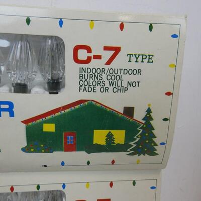 10 pc Outdoor Christmas Lights, 6 Boxes Clear C-7 & 4 Boxes Quik-Klips. - New