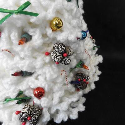 Homemade Knit Christmas Tree, Lights Up, Crochet