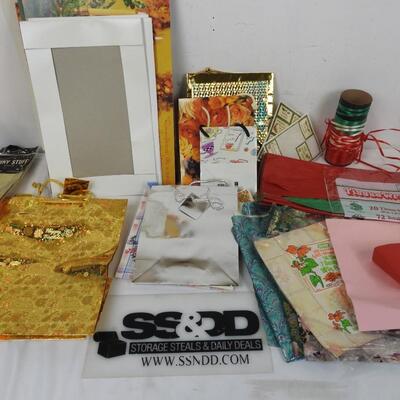 Lot of Gift Supplies, Gift Bags, Tissue Paper, Gift Wrap