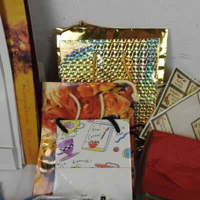 Lot of Gift Supplies, Gift Bags, Tissue Paper, Gift Wrap