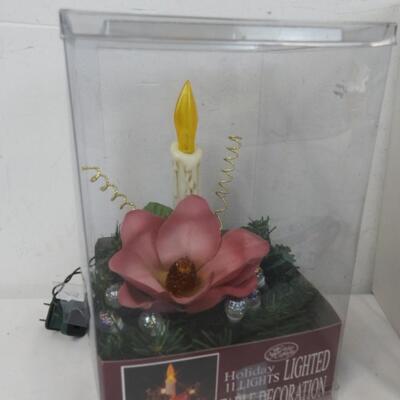 Holiday Highlights Lighted Table Decoration & Burgundy Centerpiece - New