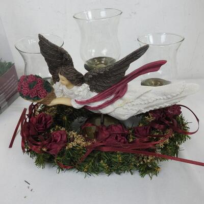 Holiday Highlights Lighted Table Decoration & Burgundy Centerpiece - New