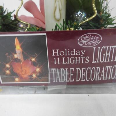 Holiday Highlights Lighted Table Decoration & Burgundy Centerpiece - New