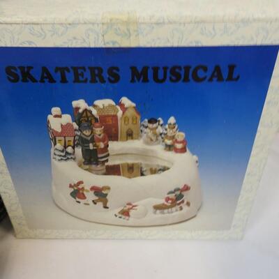 12 pc Christmas, Skaters Musical Ice Rink, Santa's Best Glass, Snowman Coasters