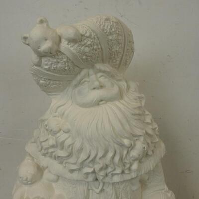 Large Ceramic Santa Figure with Bears, Unpainted