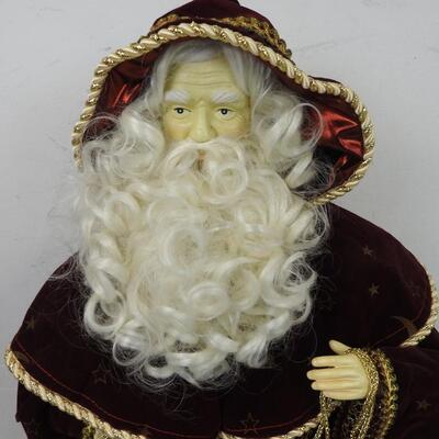 Santa Claus Statue 2 Feet Tall, Red Robe with Stars and Moons, Gold Apparel