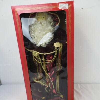 Santa Claus Statue 2 Feet Tall, Red Robe with Stars and Moons, Gold Apparel