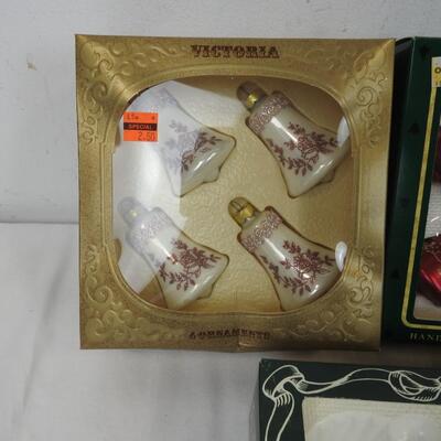 Christmas Classics and Victoria Hand Decorated Glass Ornaments In Red and White