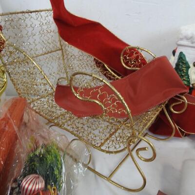 Snowman Statue, Small Figurines, Stockings, Sled, Cards & Envelopes, Lights, CD