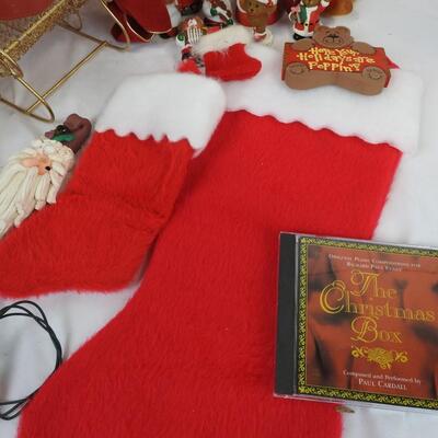 Snowman Statue, Small Figurines, Stockings, Sled, Cards & Envelopes, Lights, CD
