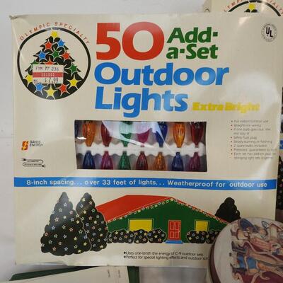 2 50 Bulb Outdoor Lights, Santa Figurine, Glass, Decor