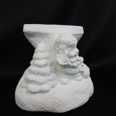 White Ceramic House and Trees with Bear Decor, Small Assorted Paints